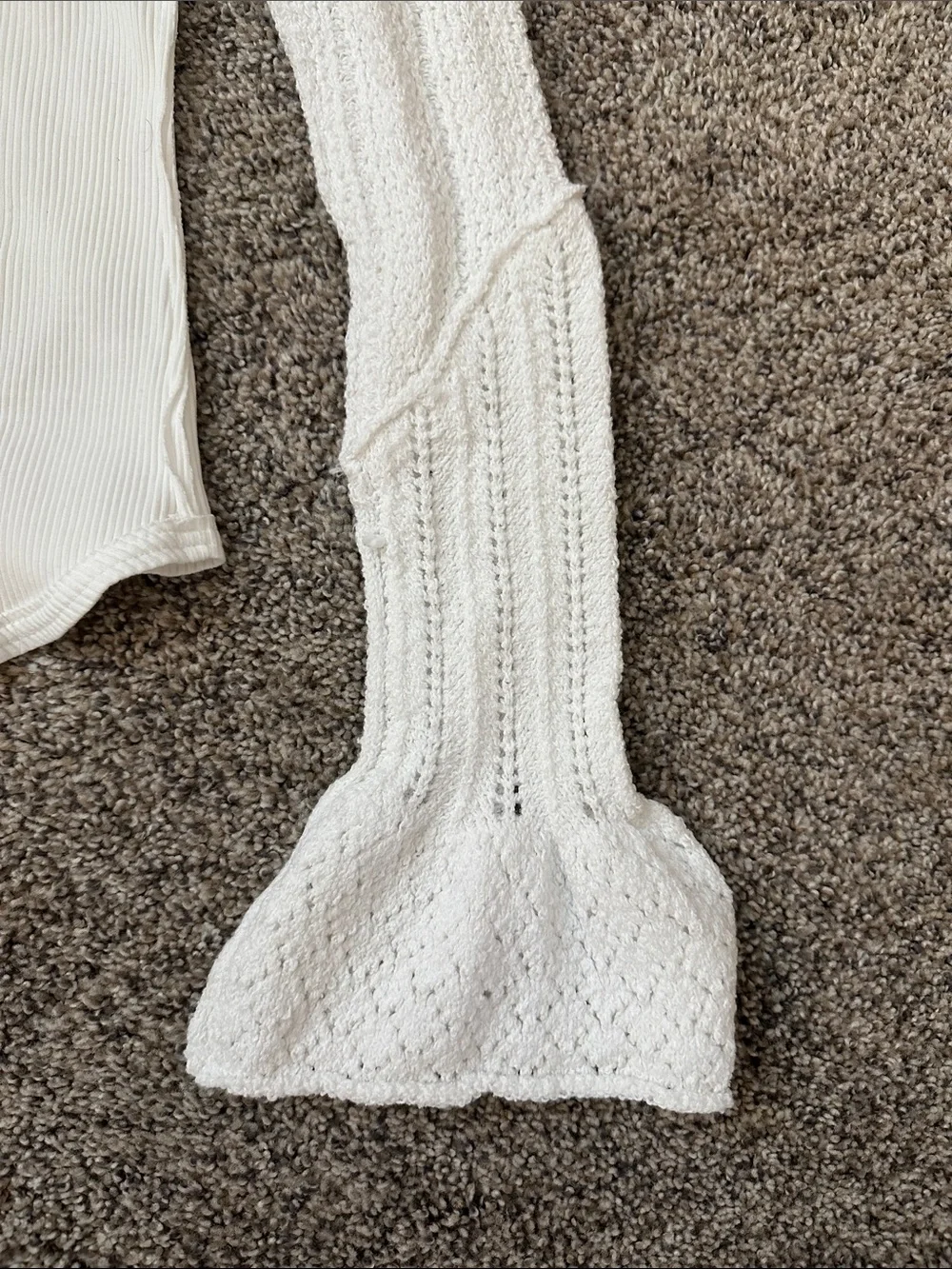 Free People Cream/White Ribbed Cozy Pullover